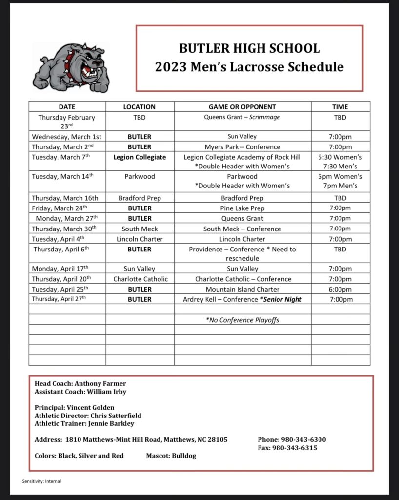 2023 Butler Men's Lacrosse Schedule